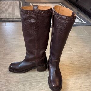 Frye Dark Brown Leather Heeled Boots Kate style